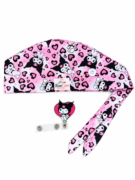 Kuromi Scrub Cap x Badge Reel Set
