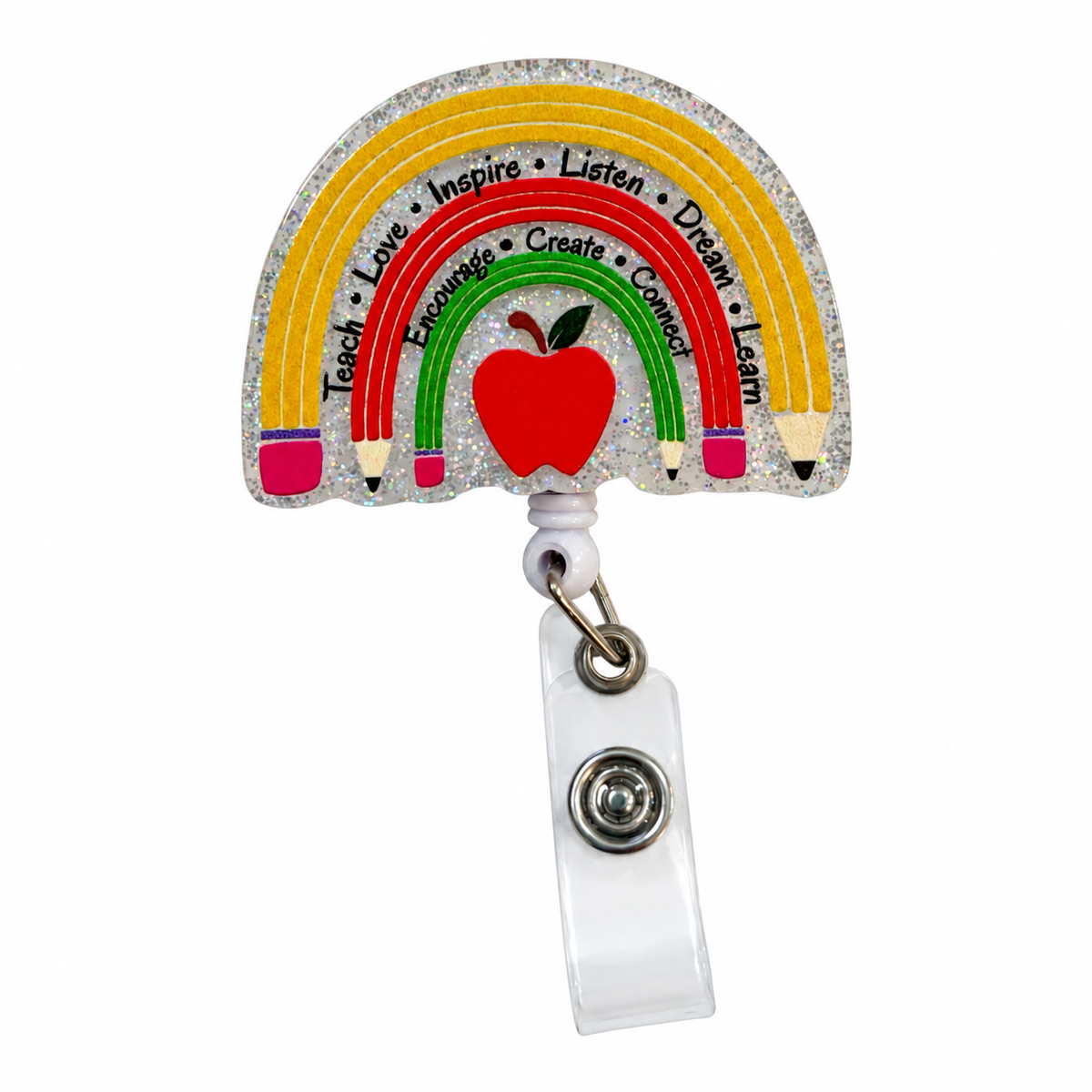 Pencil Rainbow Badge Reel