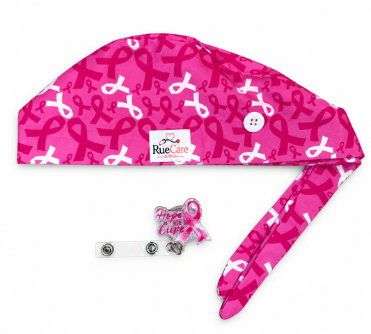 Hope For A Cure Scrub Cap x Badge Reel Set