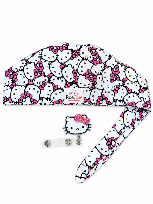Hello Kitty 2 Scrub Cap x Badge Reel Set