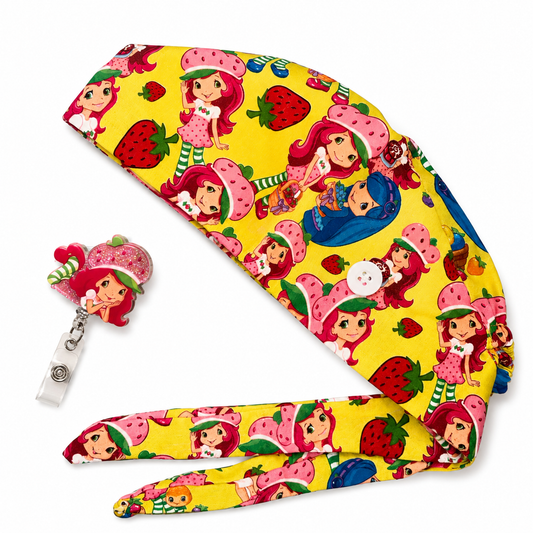 Strawberry Shortcake Scrub Cap & Badge Reel Set